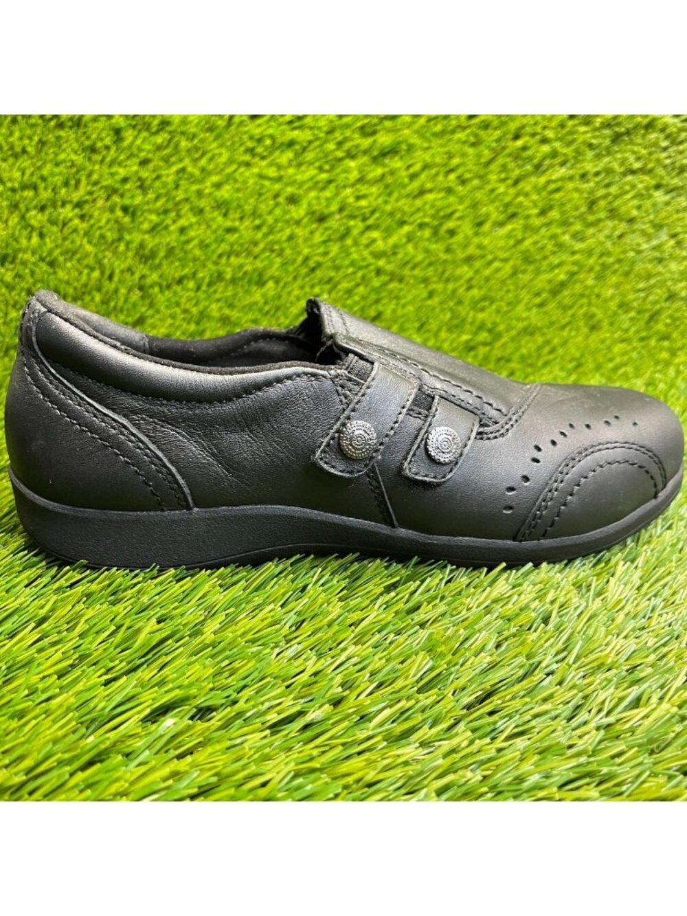 Rockport Daisey Womens Size 7.5 Black Leather Safety Toe Work Slip On Shoes